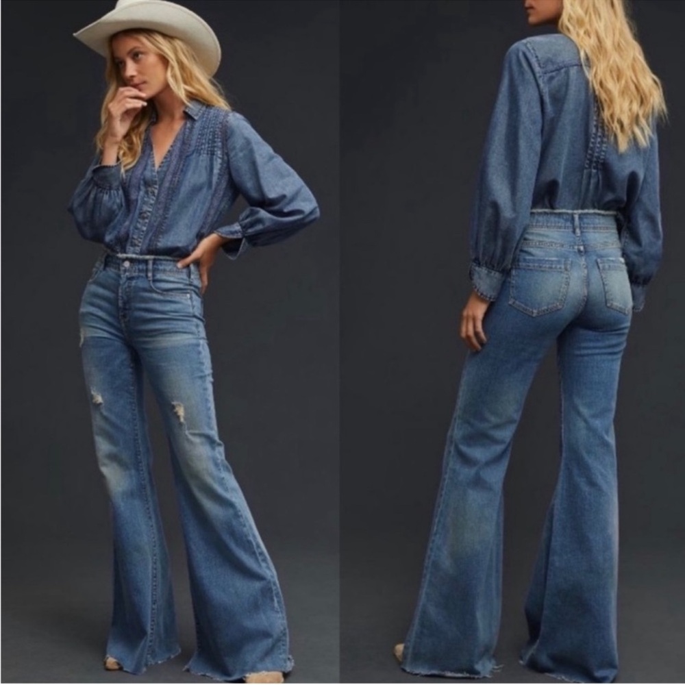 Anthropologie Pilcro Women's Blue Flare Jeans